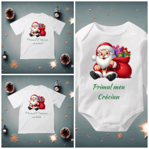Set Tricouri Familie Crăciun – Primul Meu Crăciun Mamă, Tată și Bebe | Atelierul Fermecat 🎄❤️