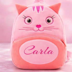 Rucsac Pisicuță Roz pentru Fetițe – Personalizat cu Nume 💞