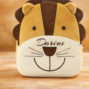 Rucsac Leu Personalizat cu Nume – Model Safari 🦁