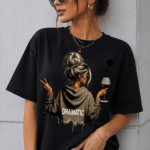 Tricou Damă Dramatic cu Imprimeu Artistic